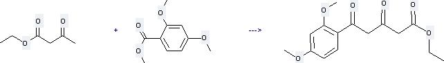 Benzoic acid, 2, 4-dimethoxy-, methyl ester can react with Acetoacetic acid ethyl ester to get 5-(2, 4-Dimethoxy-phenyl)-3,5-dioxo-pentanoic acid ethyl ester.